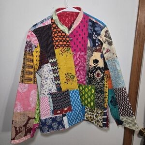NEW KANTHA Reversable Jacket With Buttons And Pockets One Size